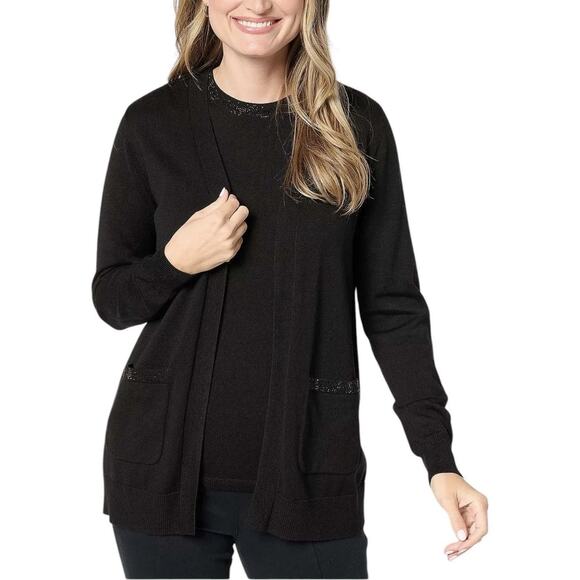 Joan Rivers Sweaters - Joan Rivers Red Carpet Sweater Cardigan with Embellishment Size Small Black